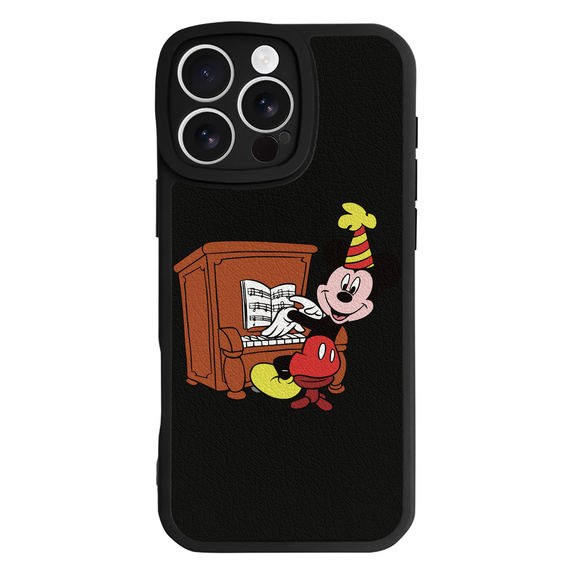 （画像用） ミッキーマウス Mickey Mouse 【iPhone 16シリーズ対応】シリコンスマホケース（レザー調） 材質：シリコン